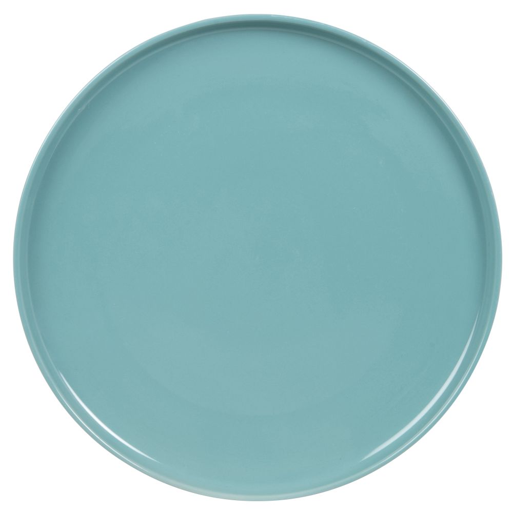 Assiette plate en grès bleu clair