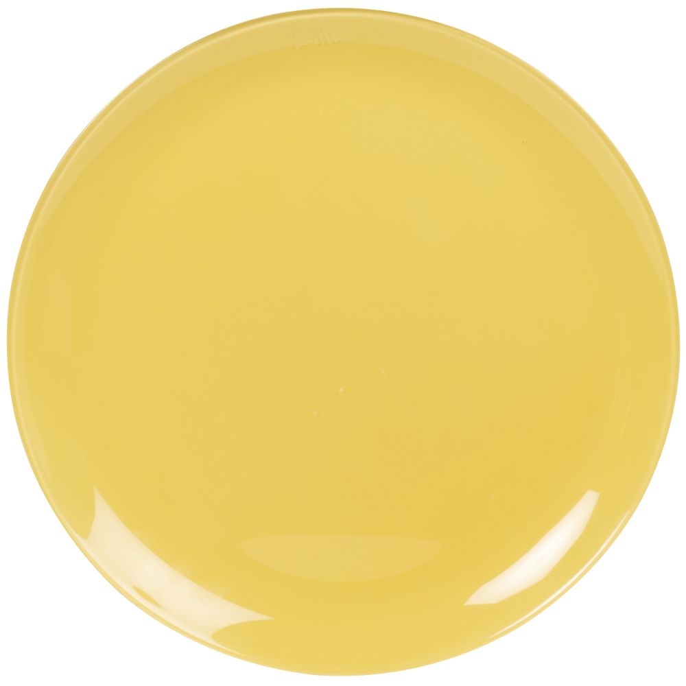 Assiette plate en verre jaune