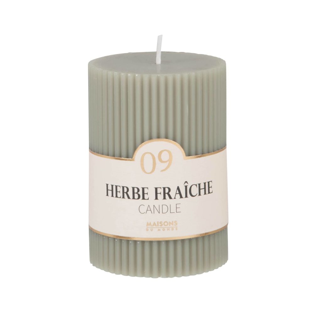 Bougie striée parfumée verte H10