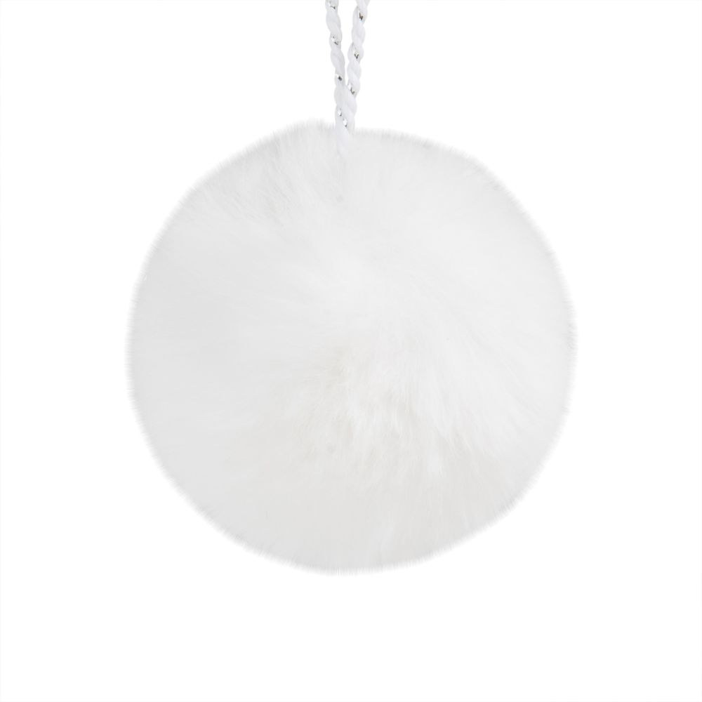Boule de Noël pompon imitation fourrure blanche