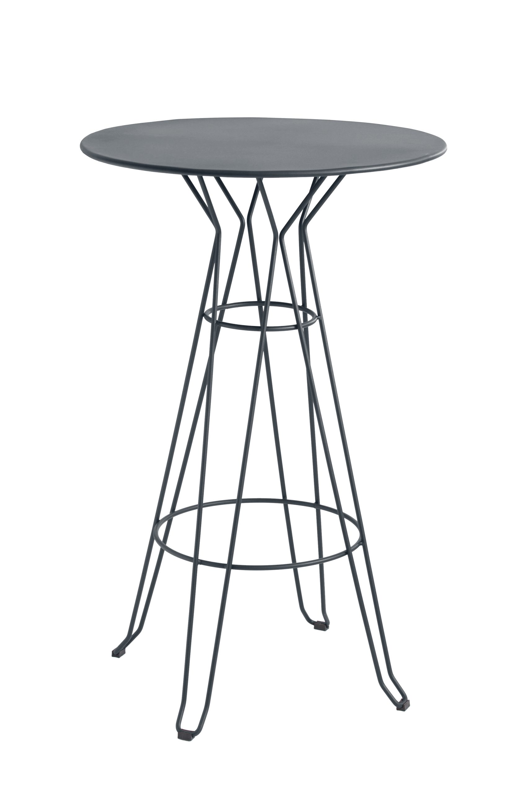 CAPRI - Table rond haute en acier gris D80