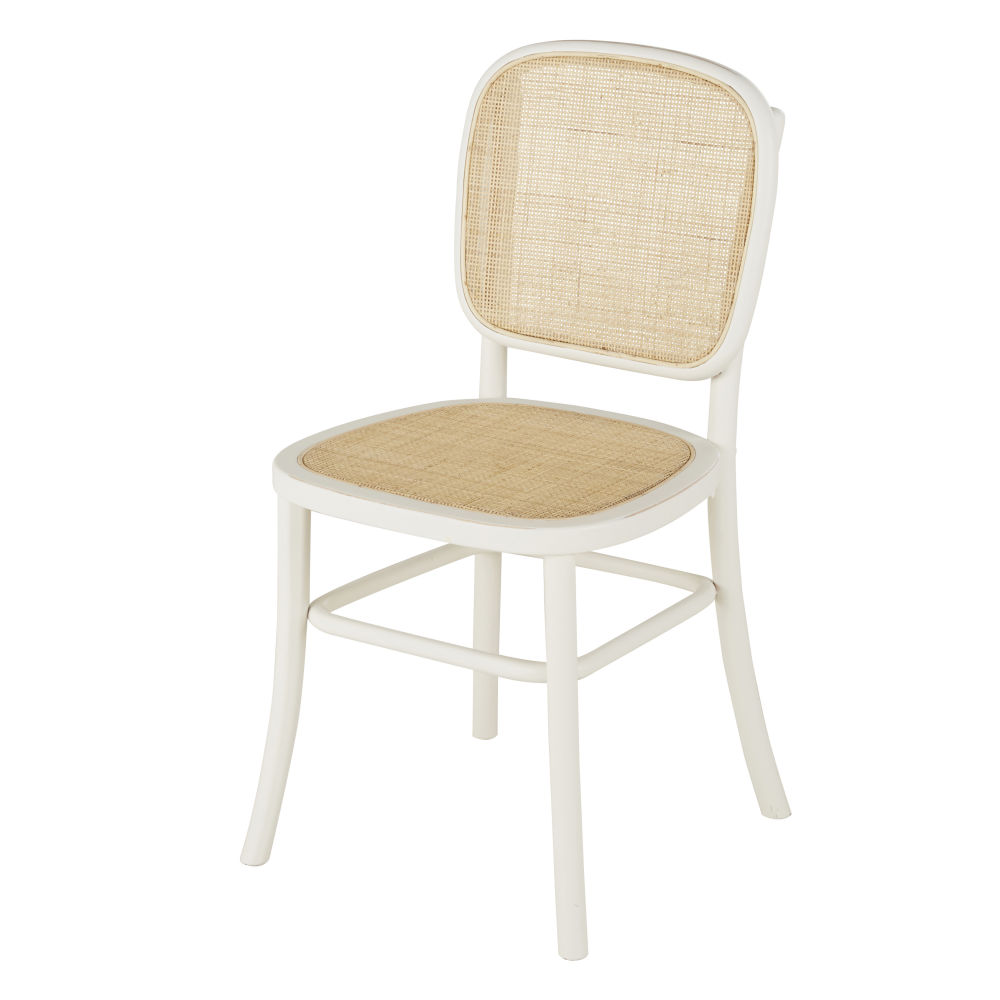 Chaise en bois de hêtre blanc cannage en rotin