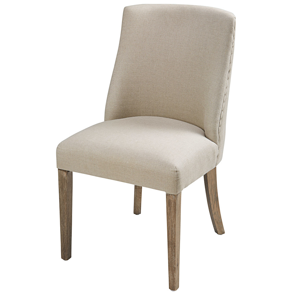 Chaise en lin coloris lin et chêne blanchi
