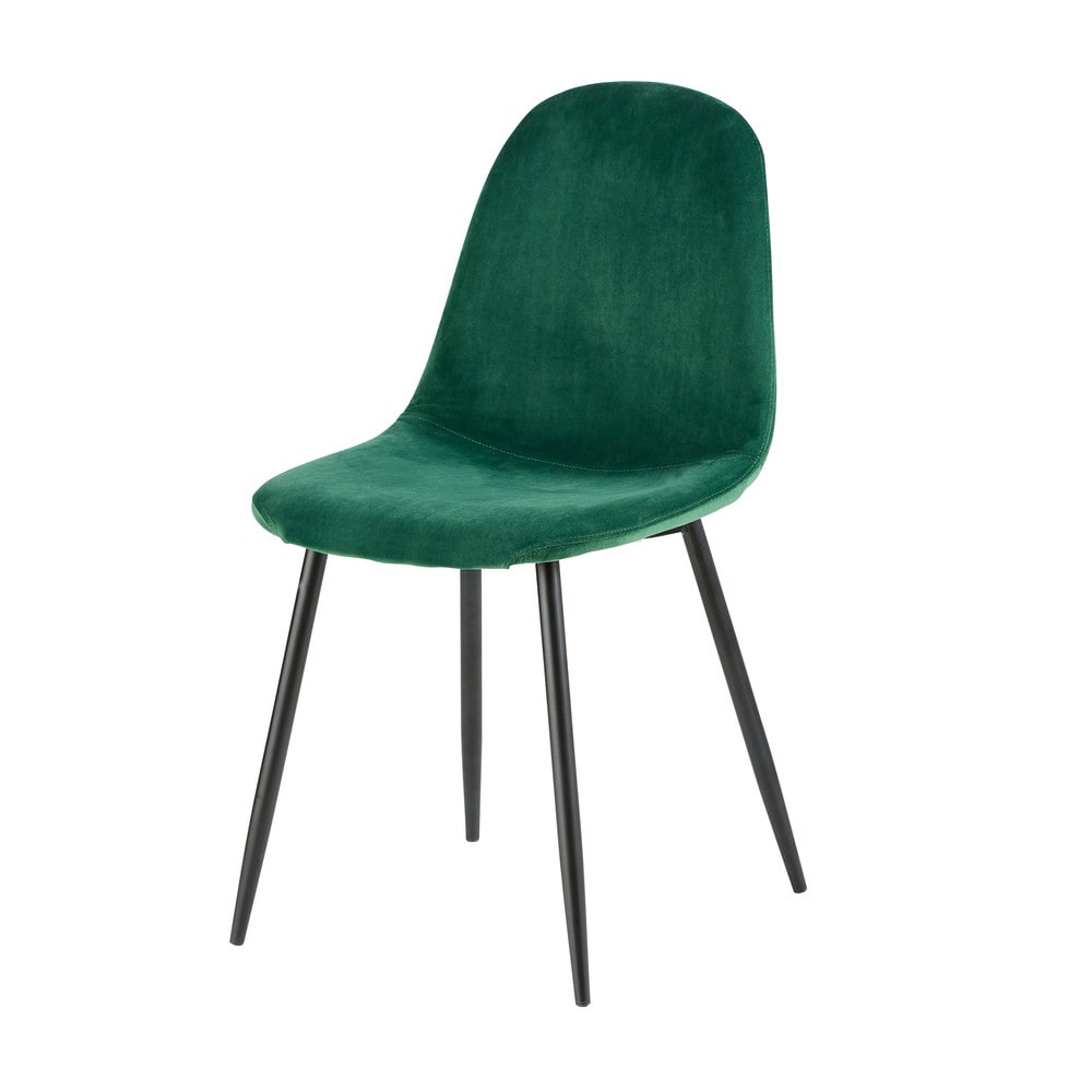 Chaise style scandinave en velours vert sapin