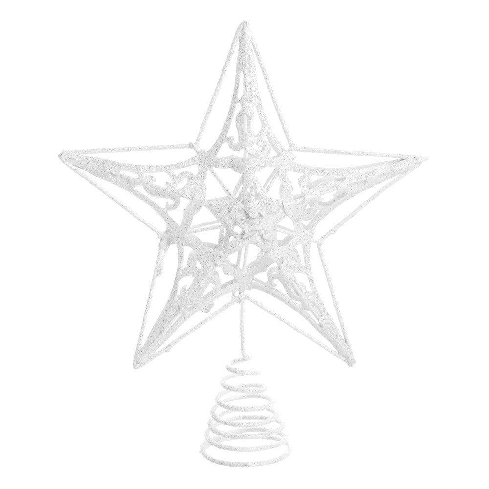 Cimier de sapin étoile en métal blanche