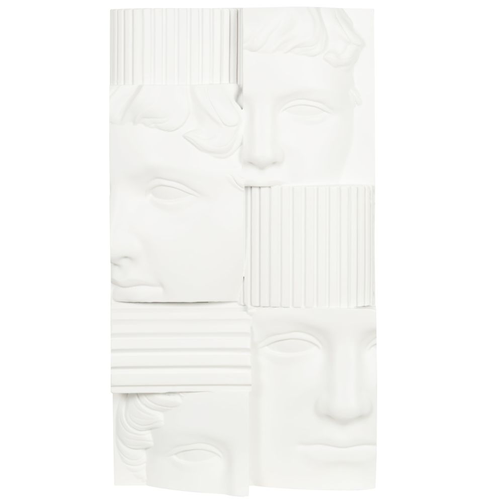 Déco murale visages et colonnes en polyrésine blanche 27x49