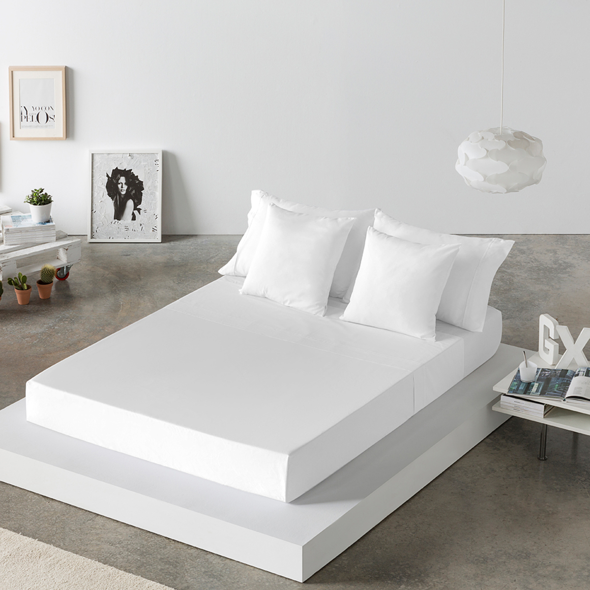 Drap de lit en coton blanc 160x280