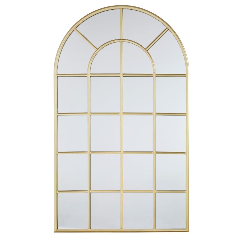 Grand miroir fenêtre arche en métal doré 100x170