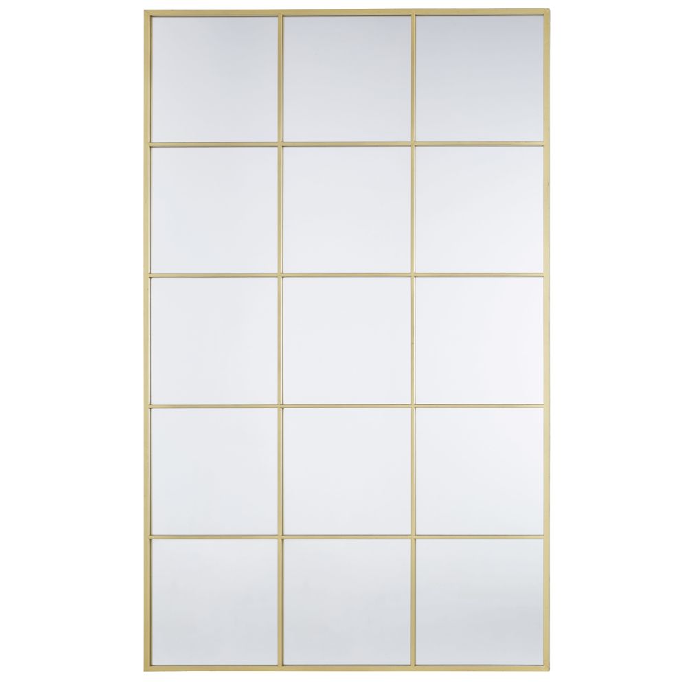 Grand miroir fenêtre rectangulaire en métal doré 109x181