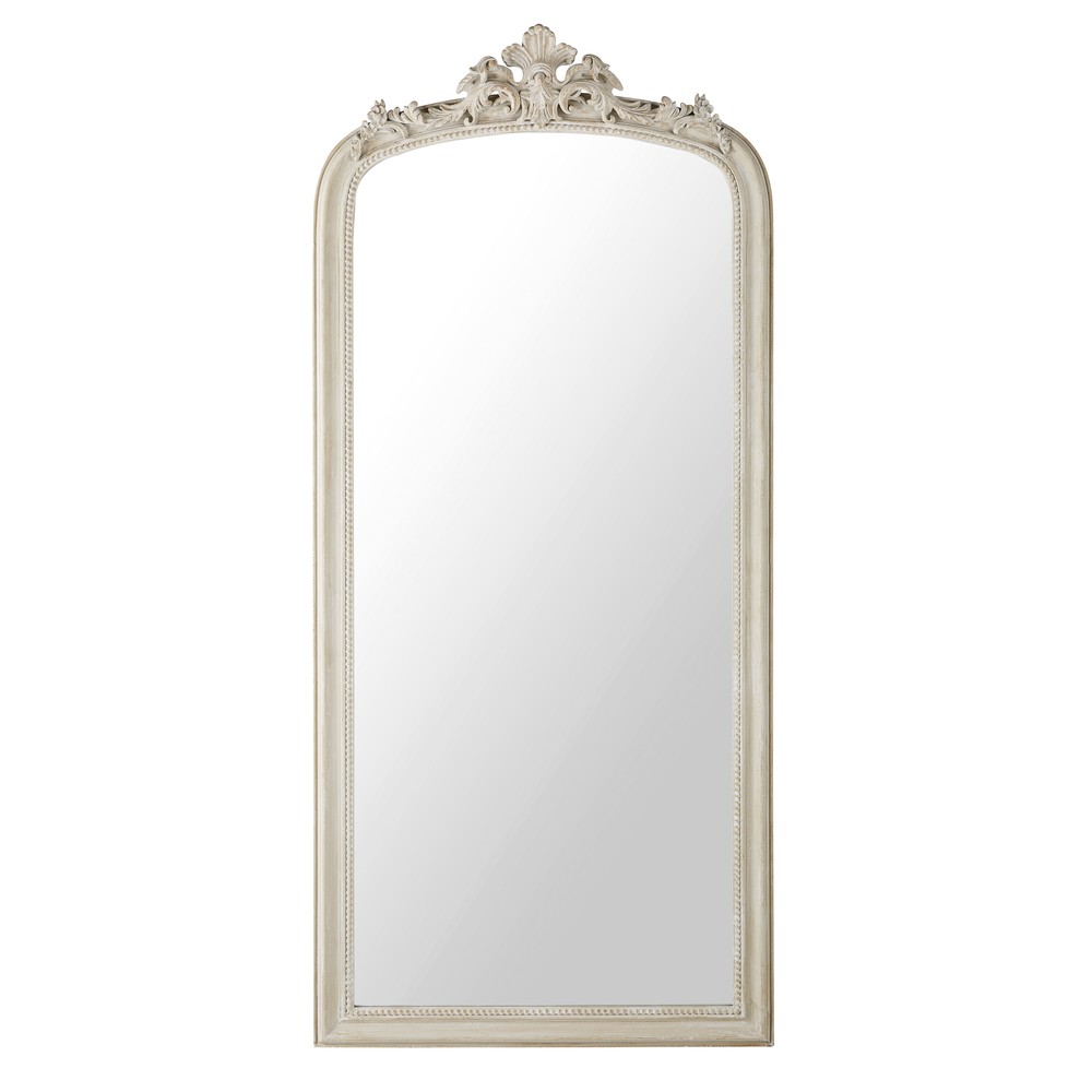 Grand miroir rectangulaire à moulures grises 78x181
