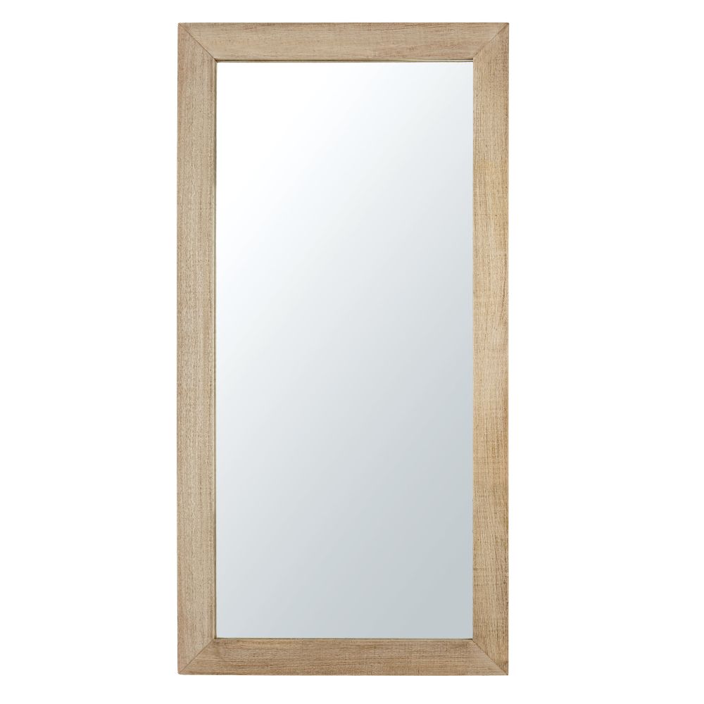 Grand miroir rectangulaire en bois de manguier marron clair 90x180