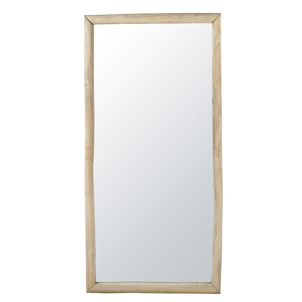 Grand miroir rectangulaire en bois de teck 81x165