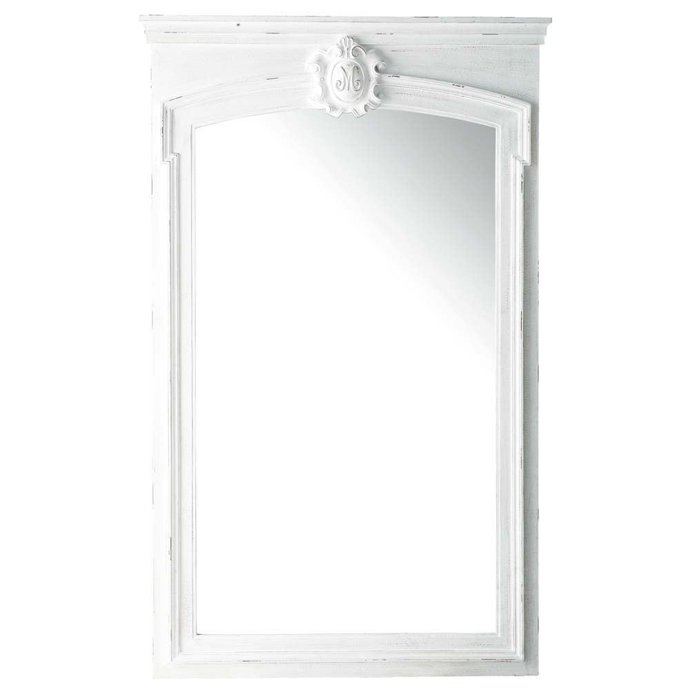 Grand miroir trumeau rectangulaire en bois de paulownia blanc 100x160