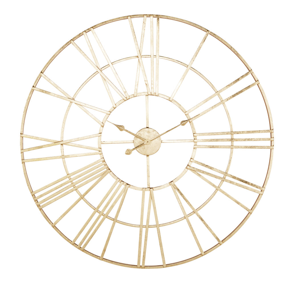 Horloge ronde en métal doré D100