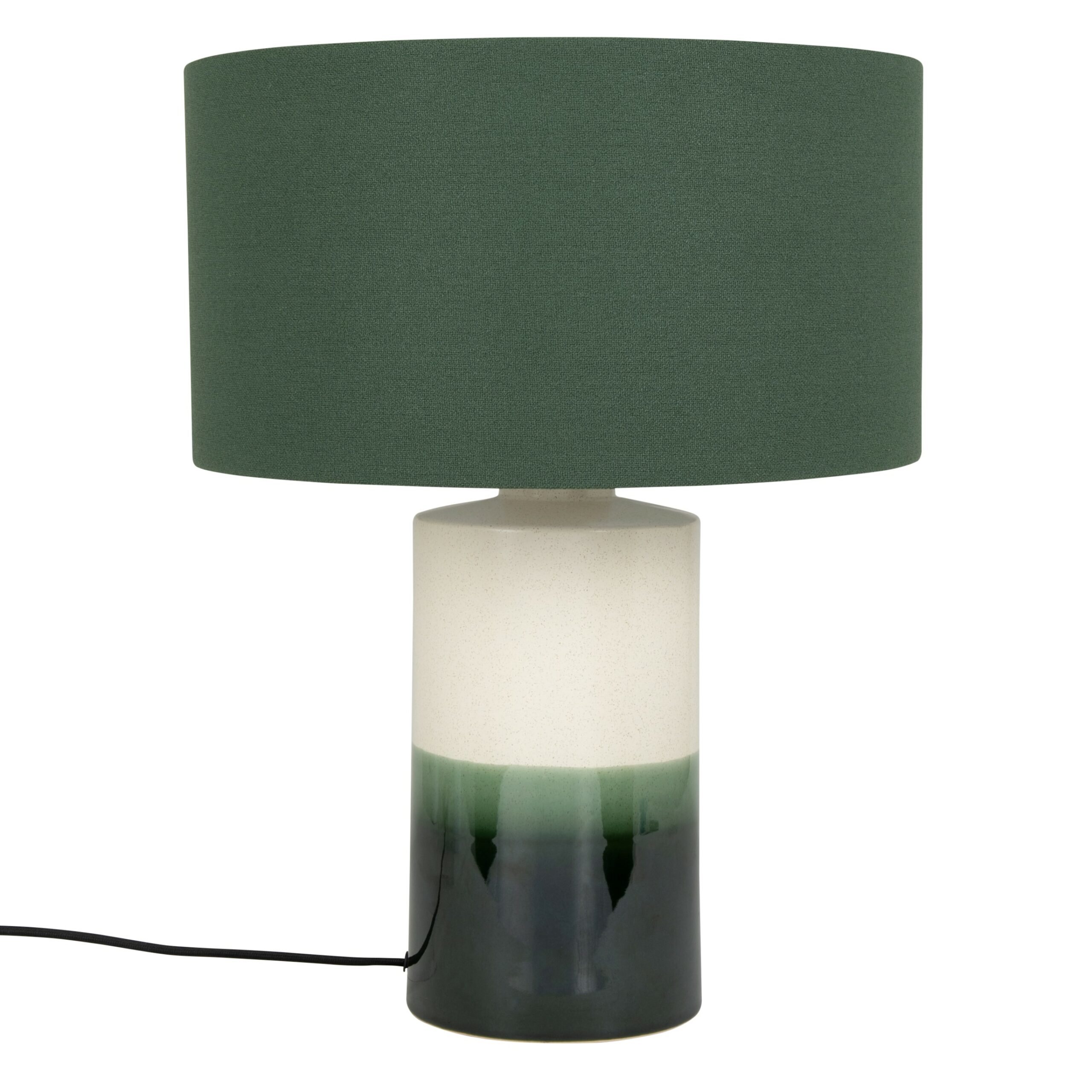 Lampe en céramique bicolore et abat-jour vert