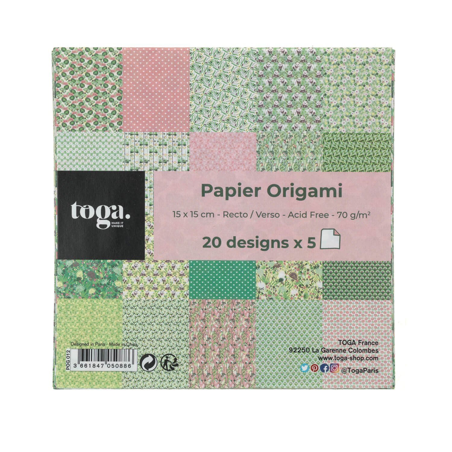 Lot de 100 papiers imprimé origami kyoto 15x15 cm
