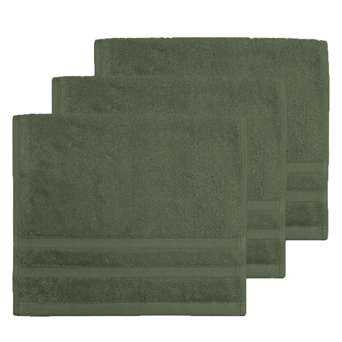 Lot de 3 serviettes invité 600 gr/m²  eucalyptus 30x50 cm