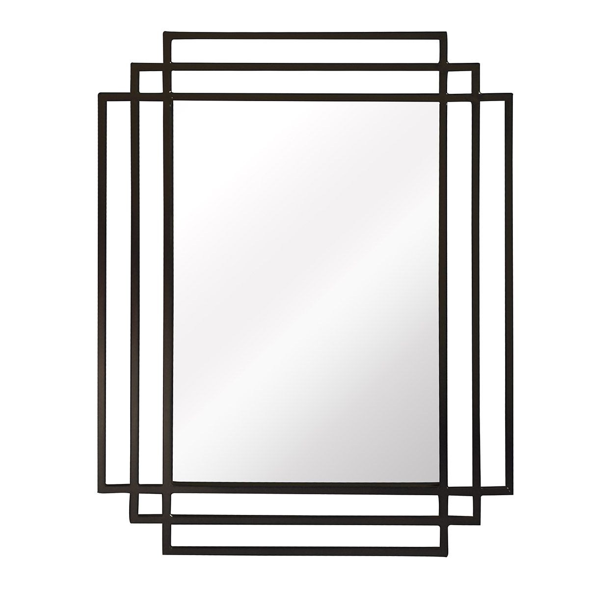 Miroir Art Déco rectangulaire en métal noir 101 x 76 cm