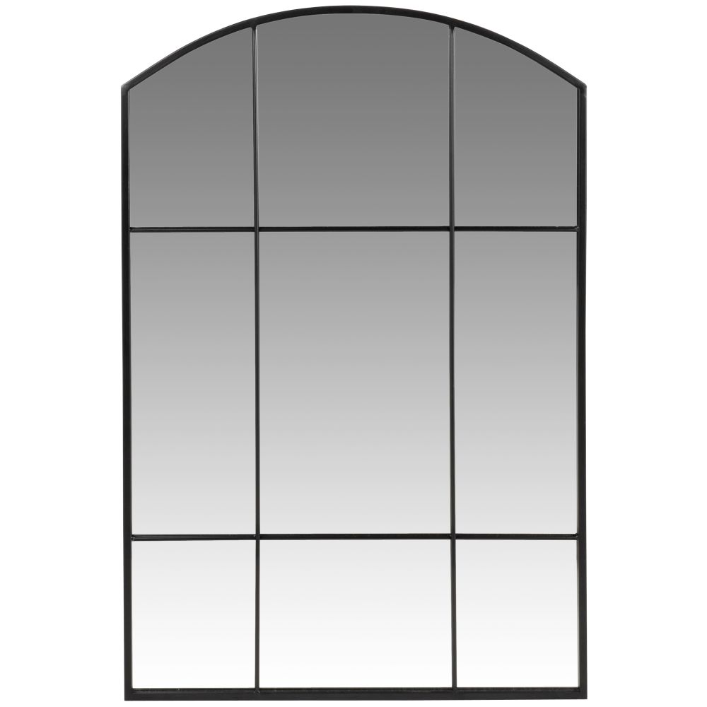 Miroir fenêtre rectangulaire arrondi en métal noir 60x90