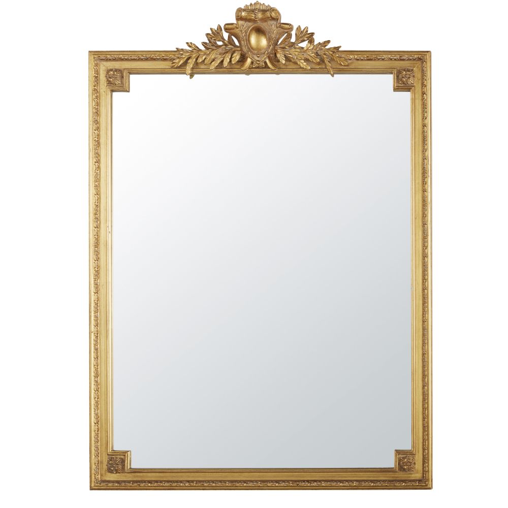 Miroir rectangulaire à moulures dorées 100x140