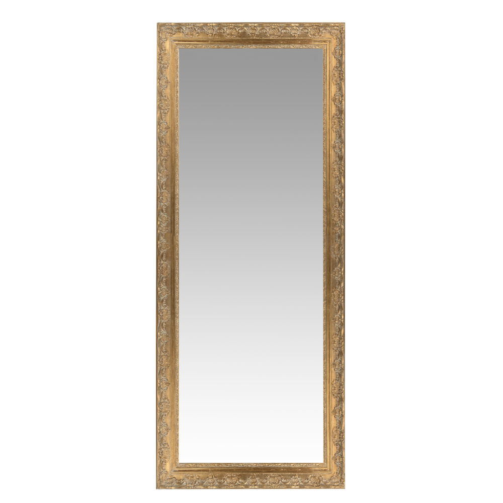 Miroir rectangulaire à moulures en bois de paulownia doré 59x145