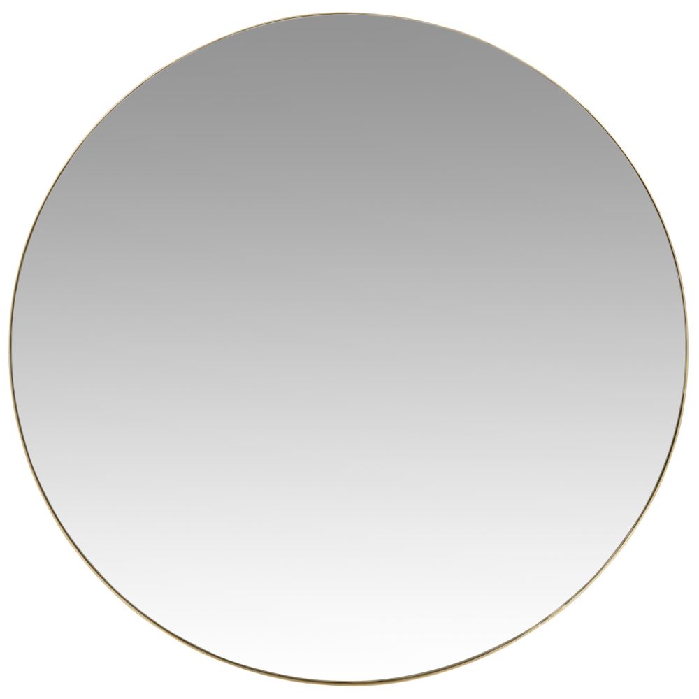 Miroir rond en métal doré D90