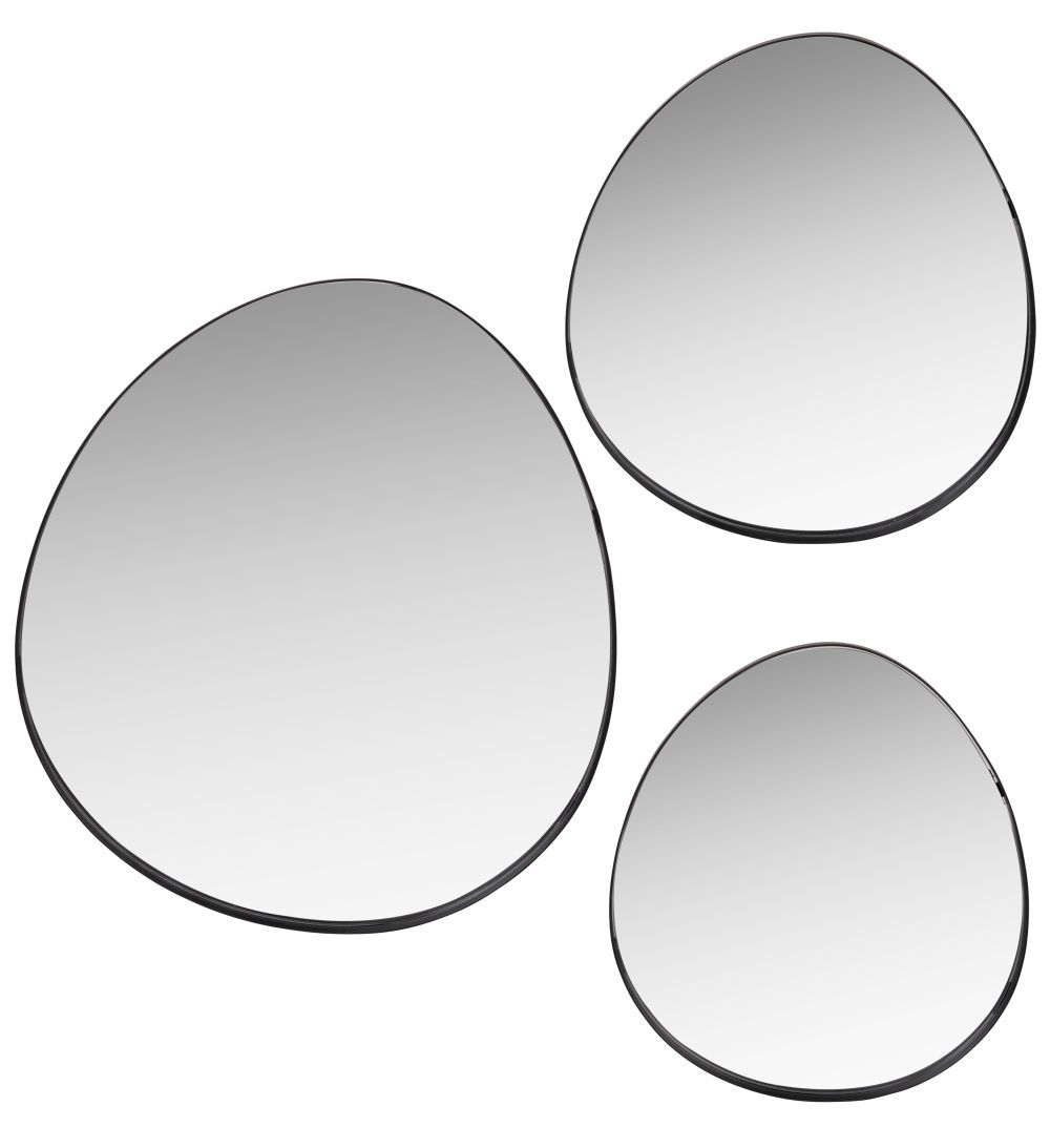 Miroirs organiques en métal noir (x3) 43x39