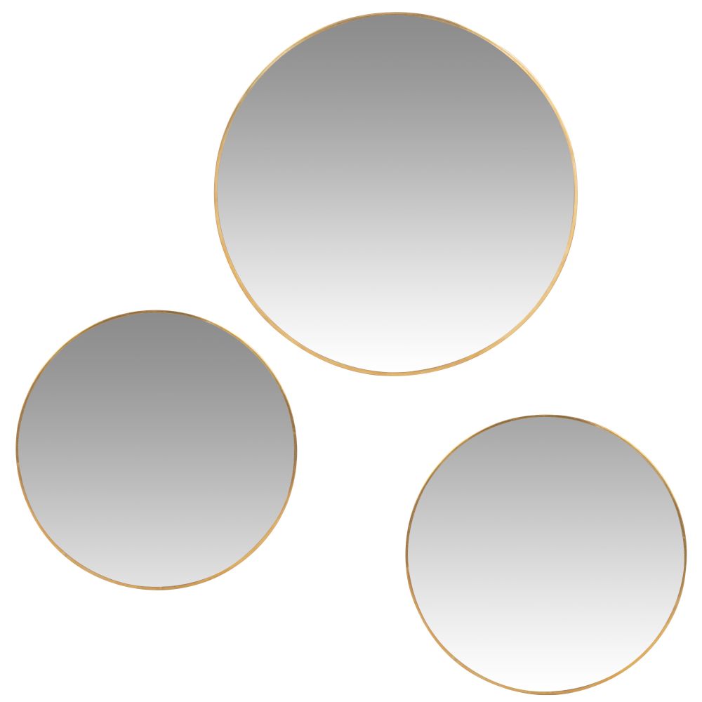 Miroirs ronds en métal doré (x3) D28