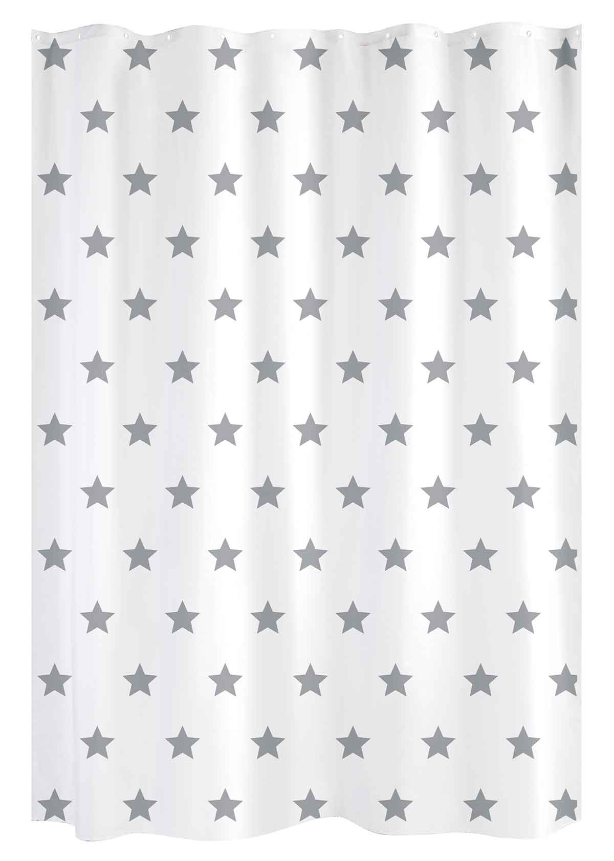 Rideau de douche etoilé polyester blanc/gris x