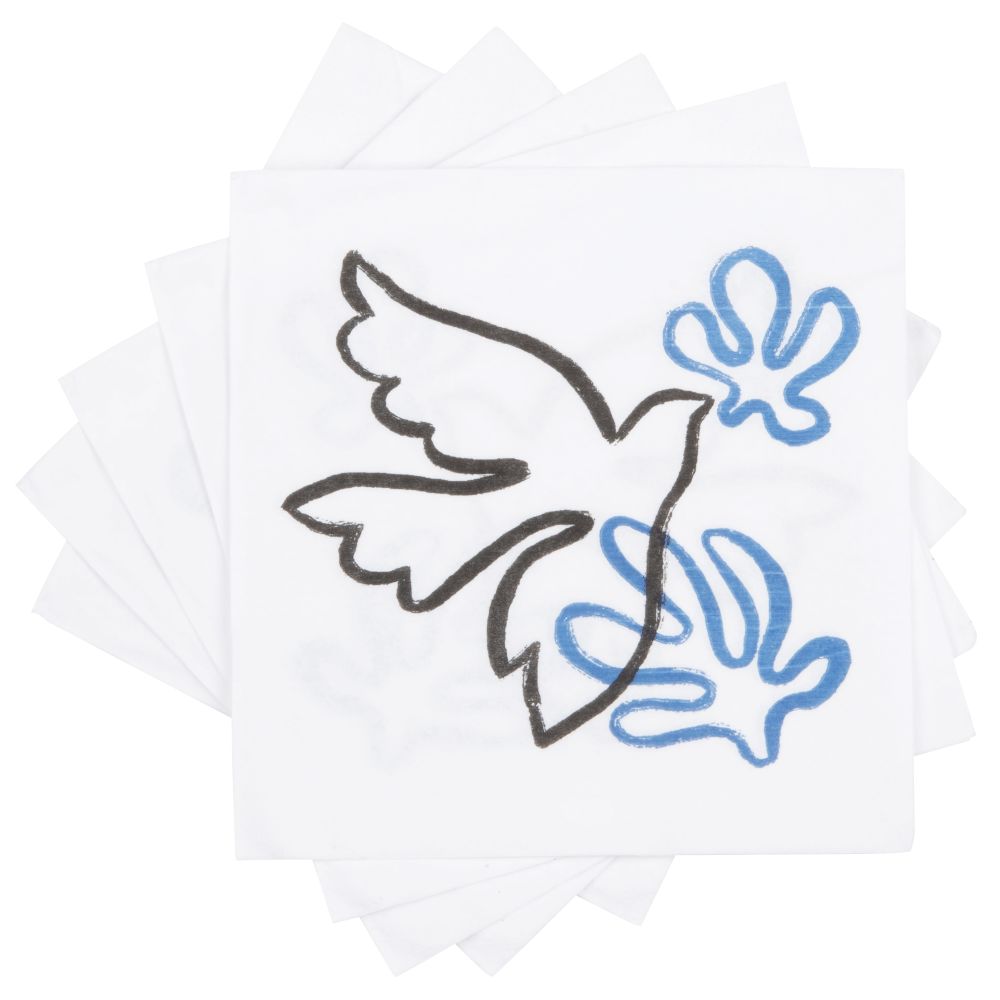 Serviettes en papier motif oiseau blanc