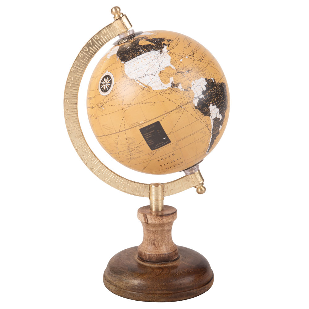 Statuette globe terrestre carte du monde H23