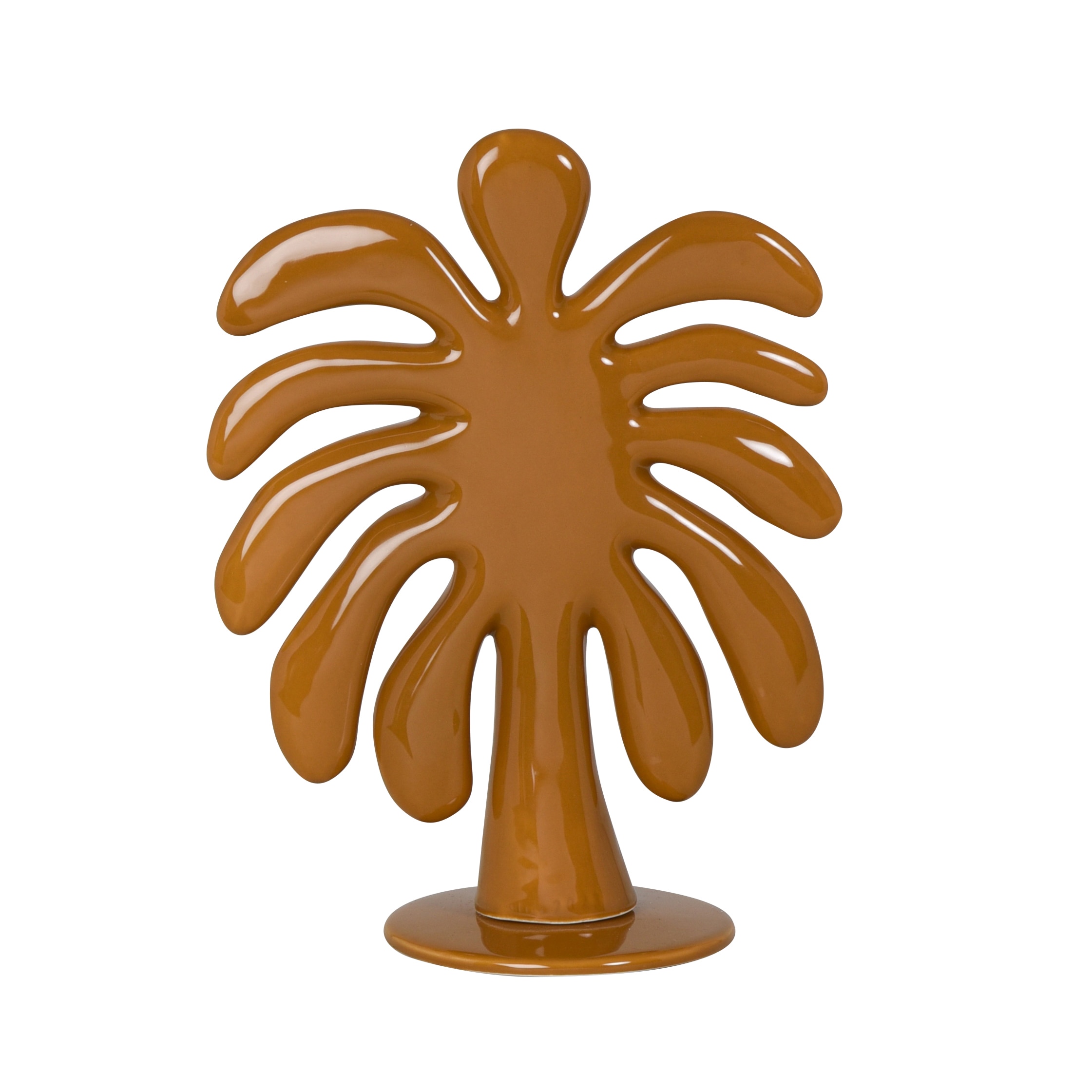 Statuette palmier en céramique ocre H24