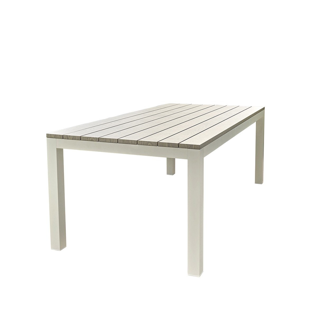 Table de jardin en aluminium blanc et gris 8 pers.