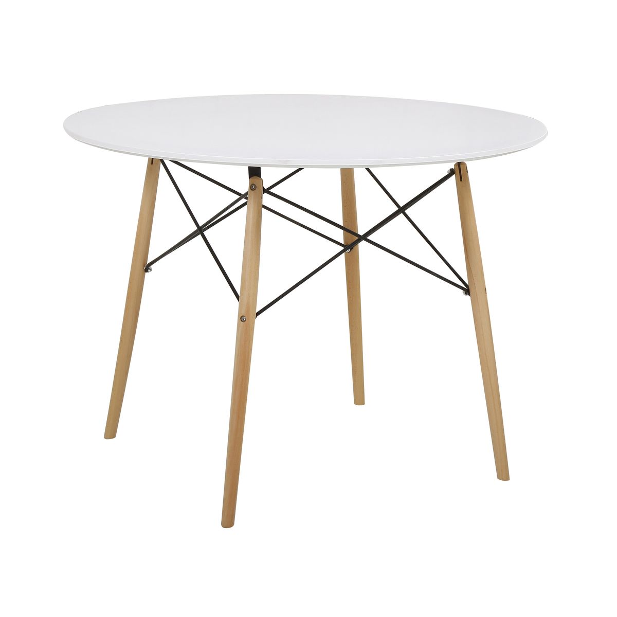 Table en bois plateau blanc Ø100cm