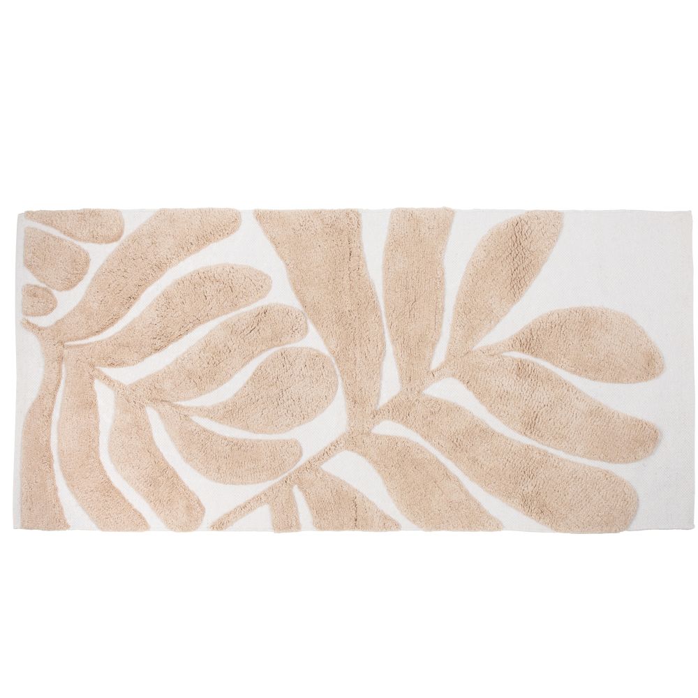 Tapis en coton recyclé tufté écru motif végétal beige 60x120