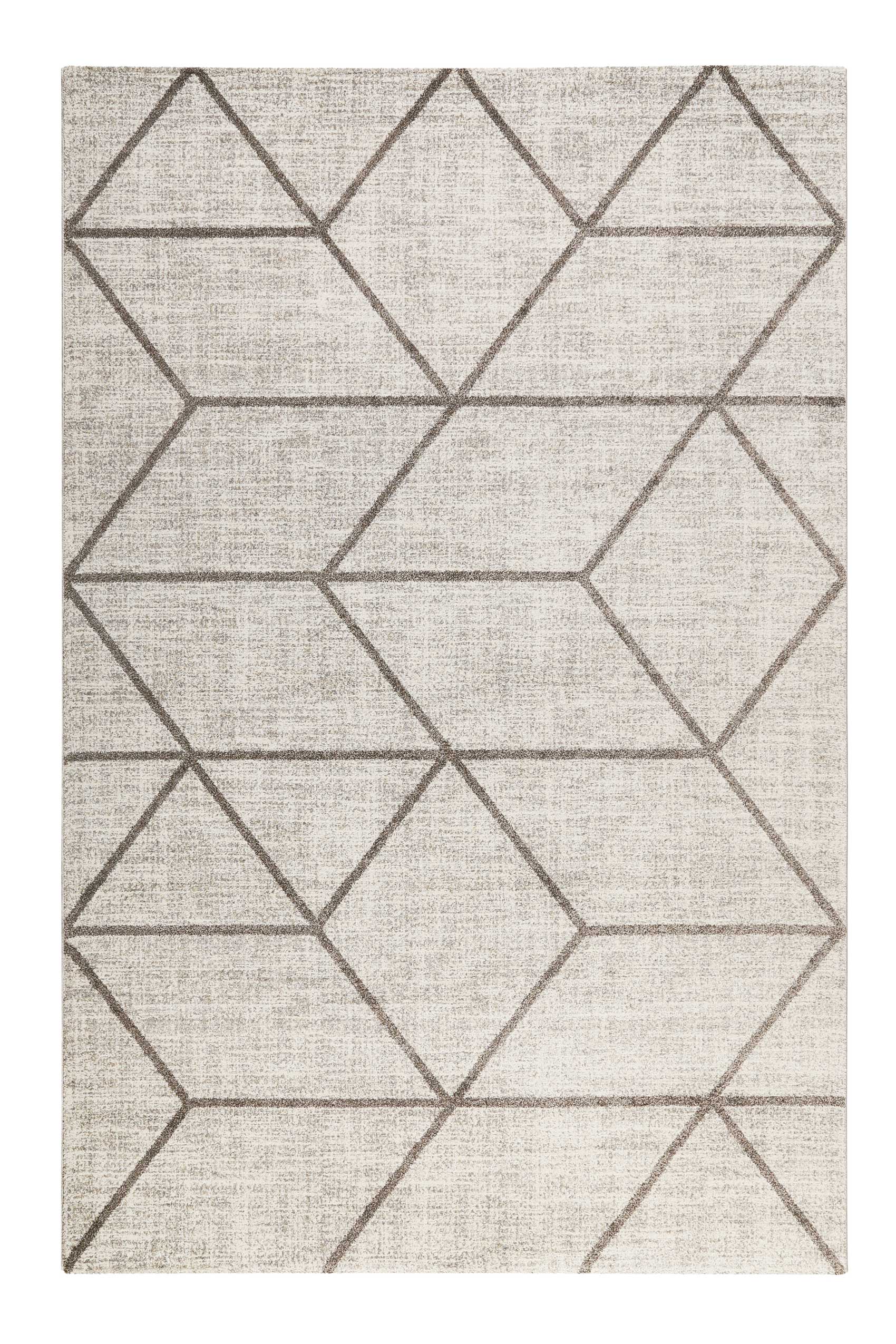 Tapis graphique motif brun gris beige chiné 290x200