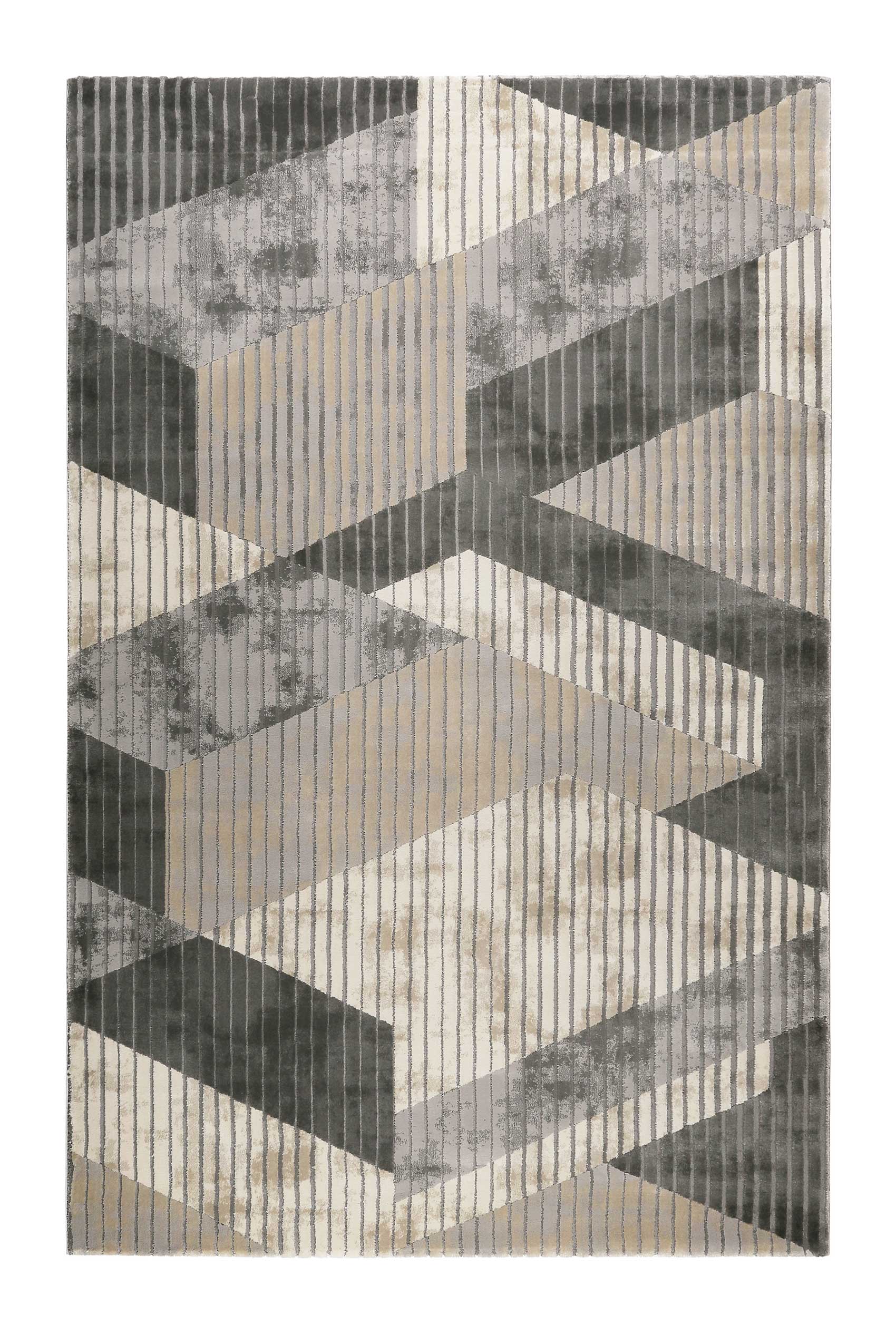 Tapis motif effet 3D relief tons de gris pour salon/chambre 225x160