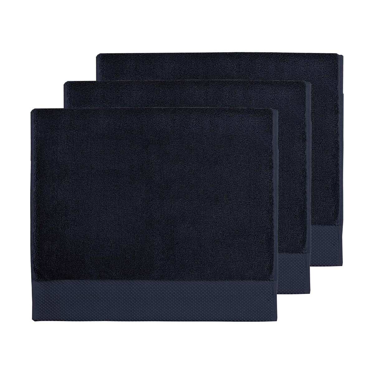 3 grandes serviettes d'invité zéro twist 560g bleu nuit 40x60 cm