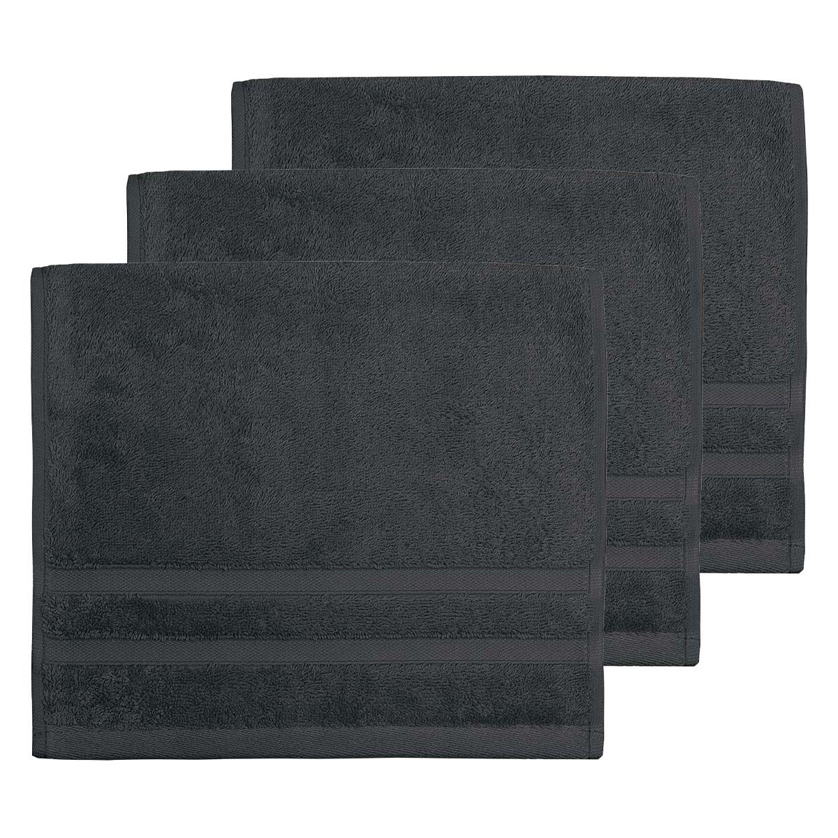 Lot de 3 serviettes invité 600 gr/m²  anthracite 30x50 cm