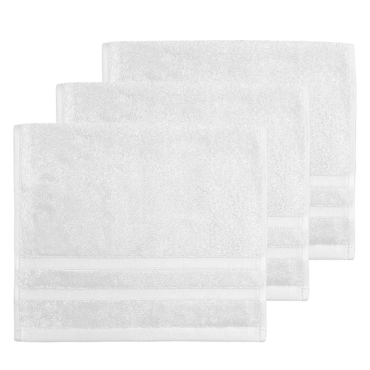 Lot de 3 serviettes invité 600 gr/m²  blanc 30x50 cm