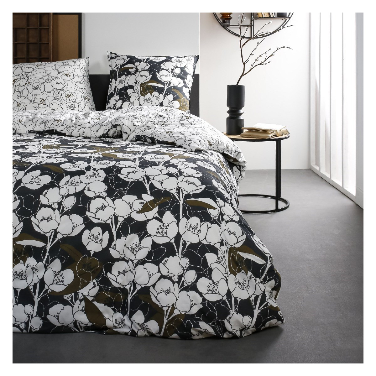 Parure de lit 2 personnes imprimé floral en Coton Blanc 220x240 cm