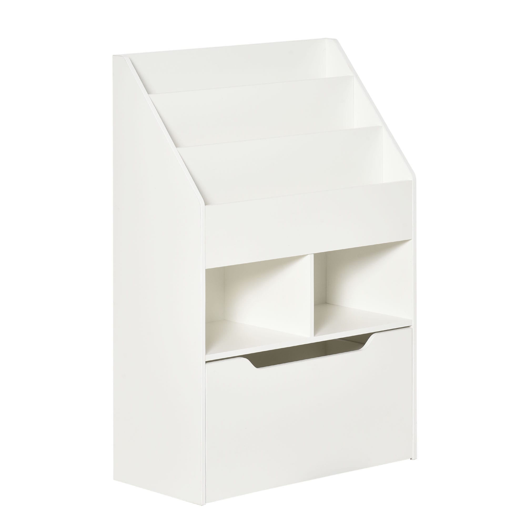 HOMCOM Bibliothèque 3 étagères 2 niches tiroir blanc Dim.  60L x 29
