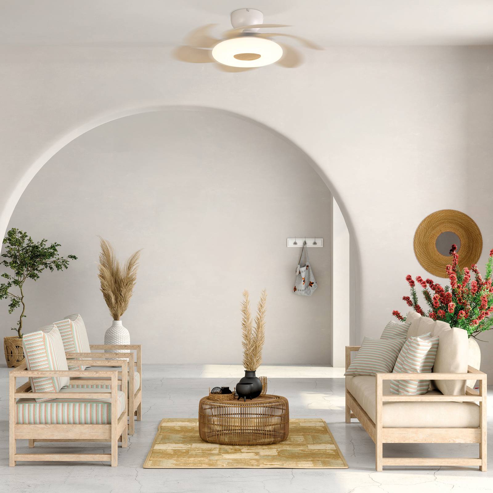 Mantra Iluminación Ventilateur de plafond LED Flower bois moteur DC silencieux Ø 79 cm CCT