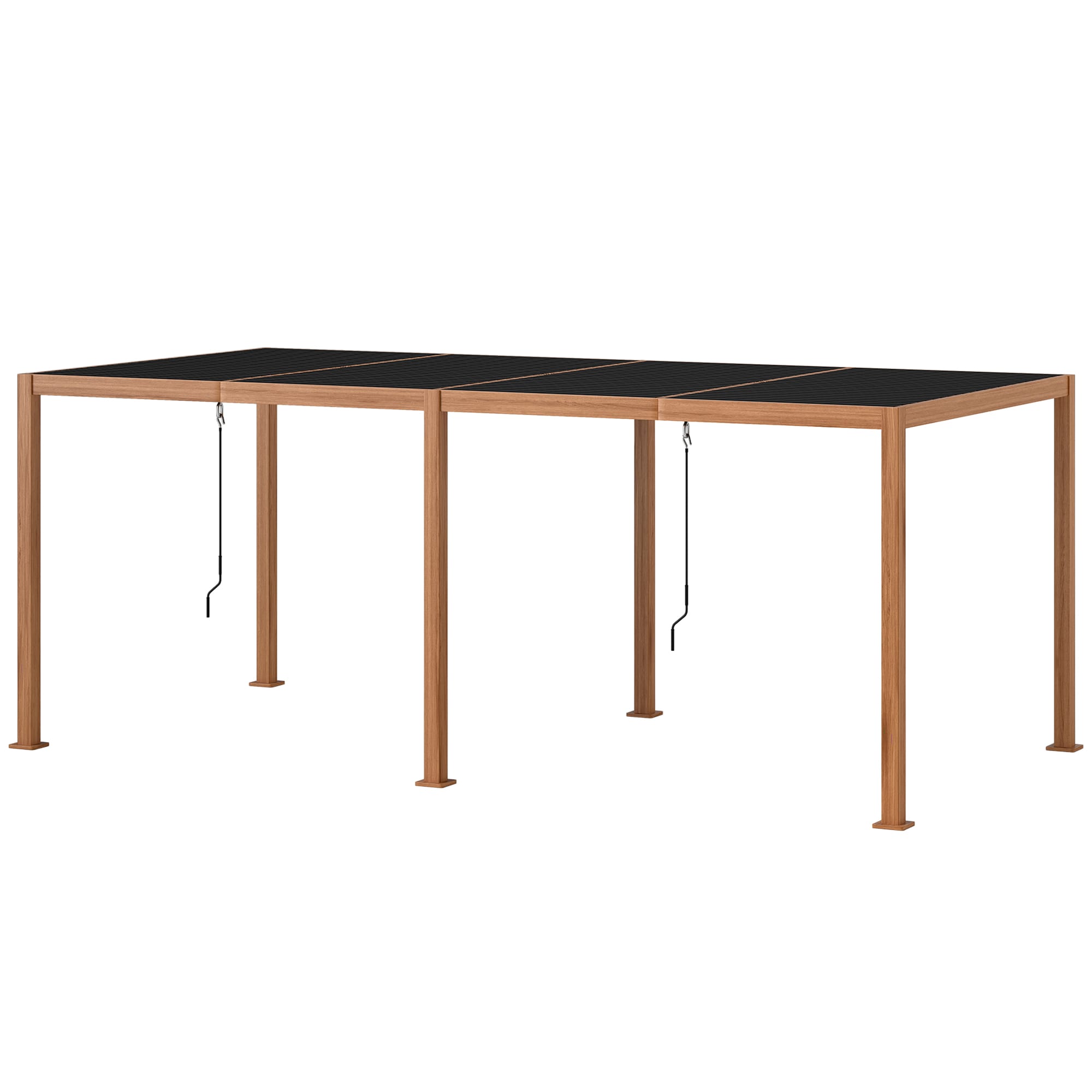 Outsunny Pergola 3 x 6 m  pergola d'extérieur tonnelle avec persiennes manivelle toit réglable en aluminium crochets bois naturel