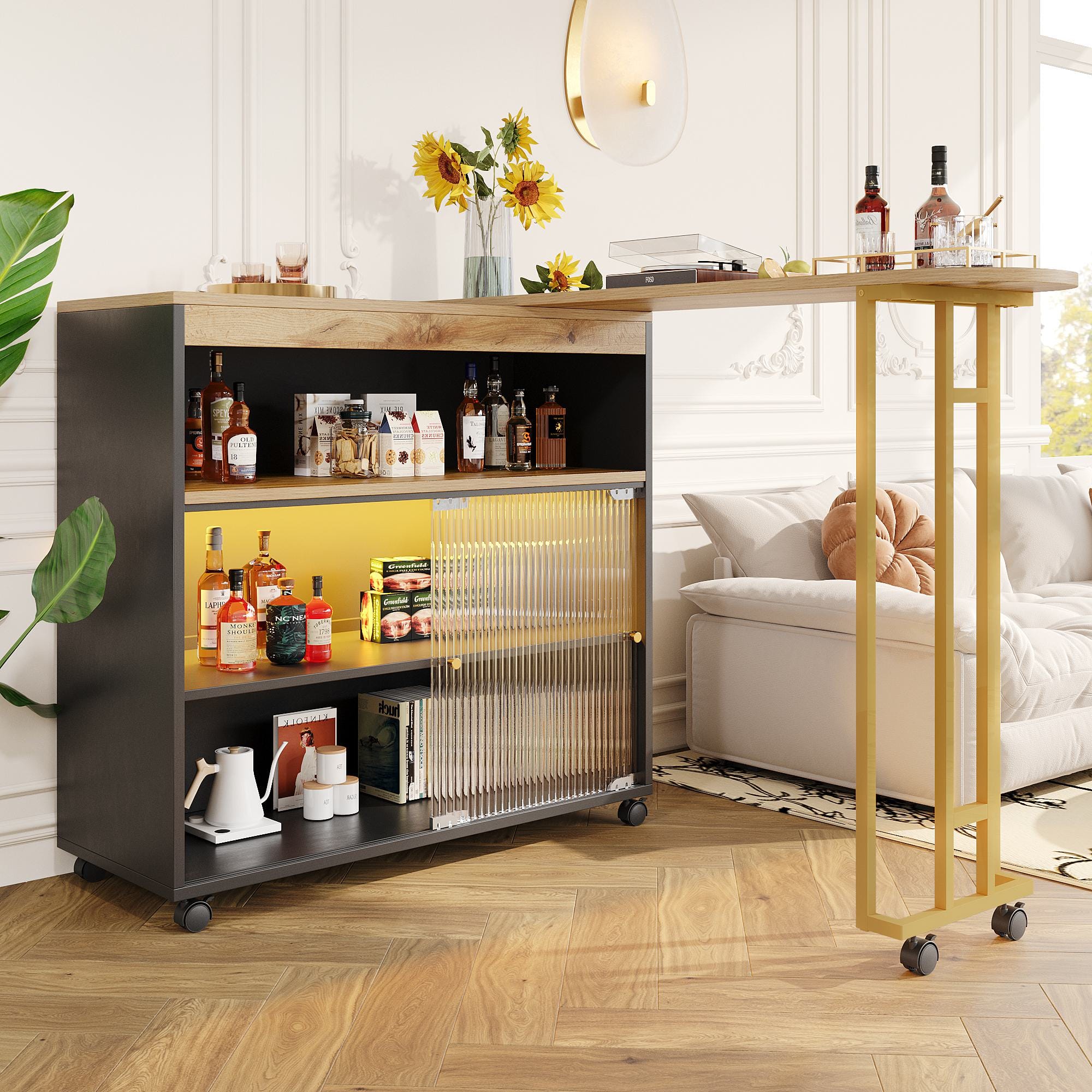 Table de bar extensible avec rangement