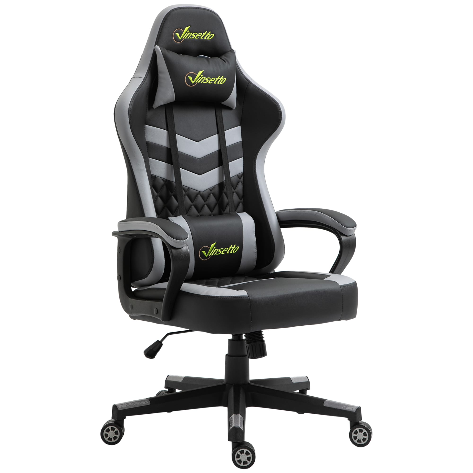 Vinsetto Fauteuil Gamer Noir et Blanc avec Appui-Tête et Support Lombaire Réglables   Aosom France