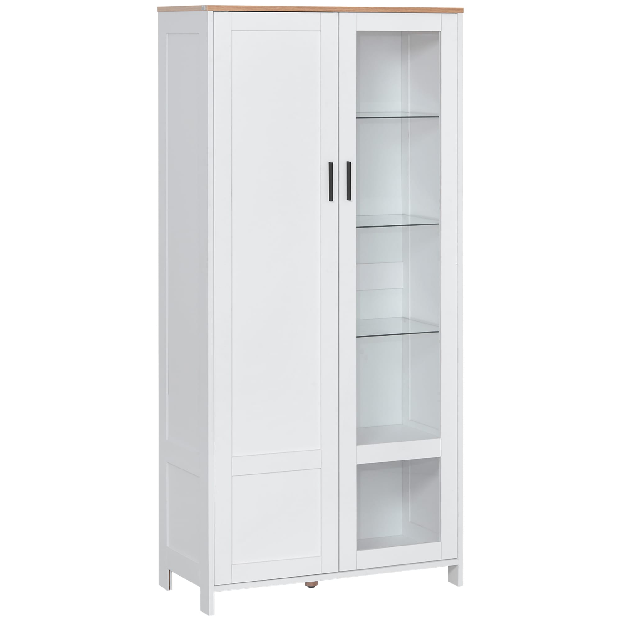 HOMCOM Buffet de cuisine armoire de cuisine meuble vitrine 7 étagères dont 3 étagères en verre 76 x 36 x 160 cm blanc Aosom France HOMCOM Buffet de cuisine armoire de cuisine meuble vitrine 7 étagères dont 3 étagères en verre 76 x 36 x 160 cm blanc Aosom France