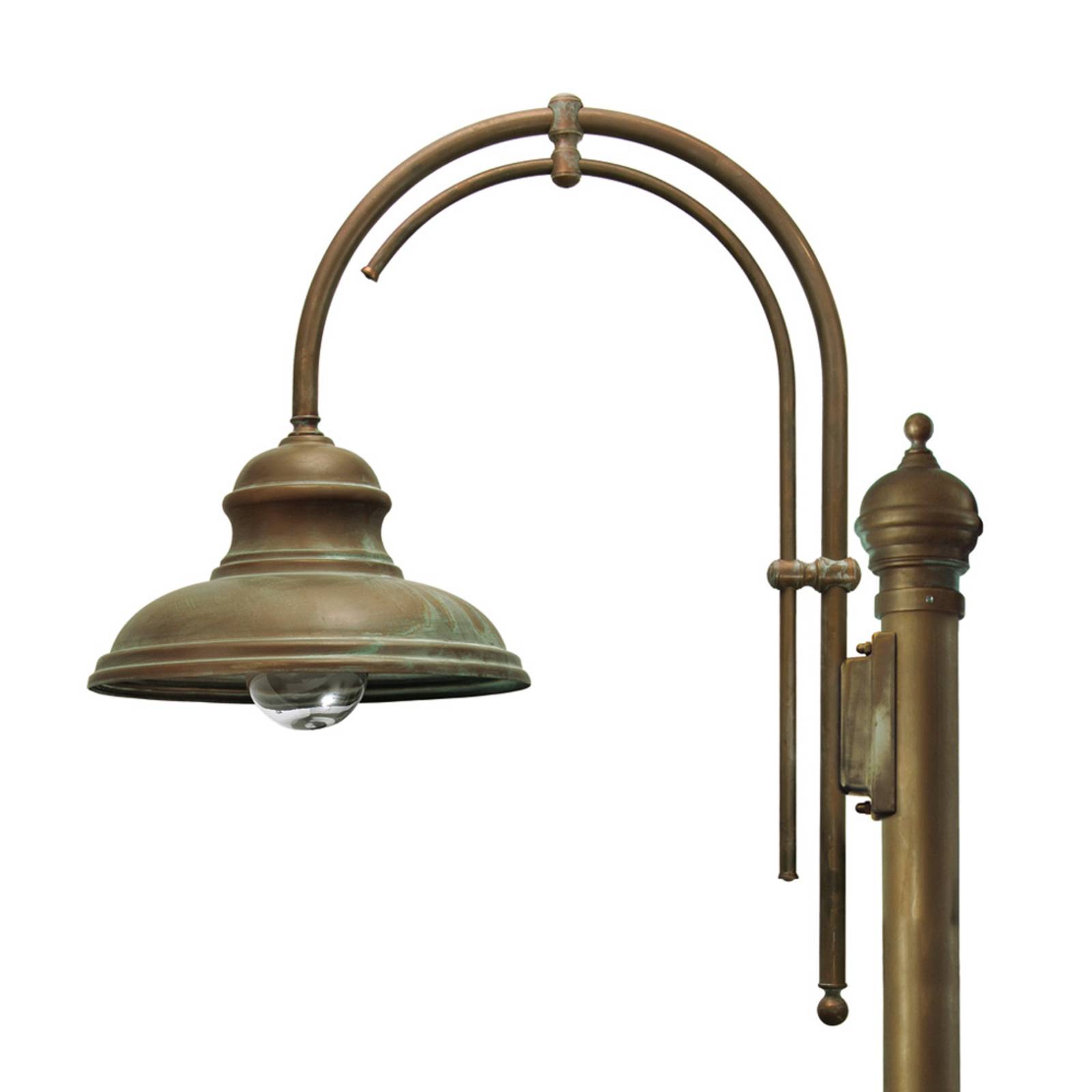 Moretti Luce Lampadaire d'extérieur Luca en laiton cuivre antique à 1 lampe