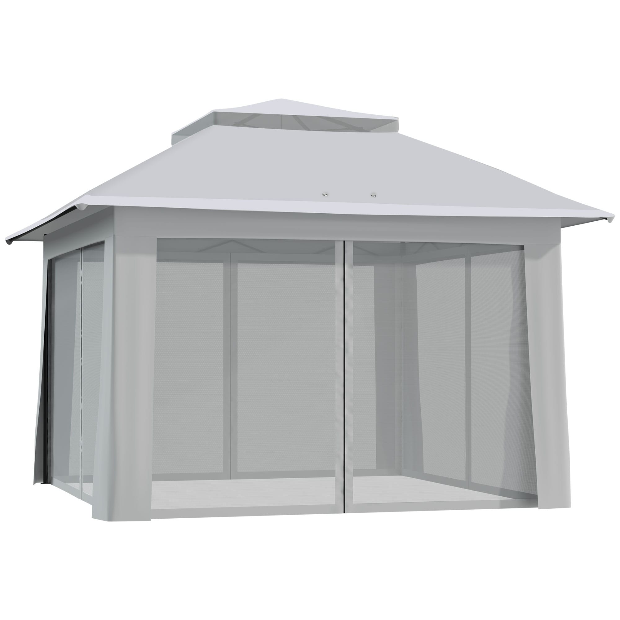 Outsunny Pavillon pliant Pop-Up Tente de jardin incl. Sac à roulettes Acier+Oxford+Mesh Gris 3