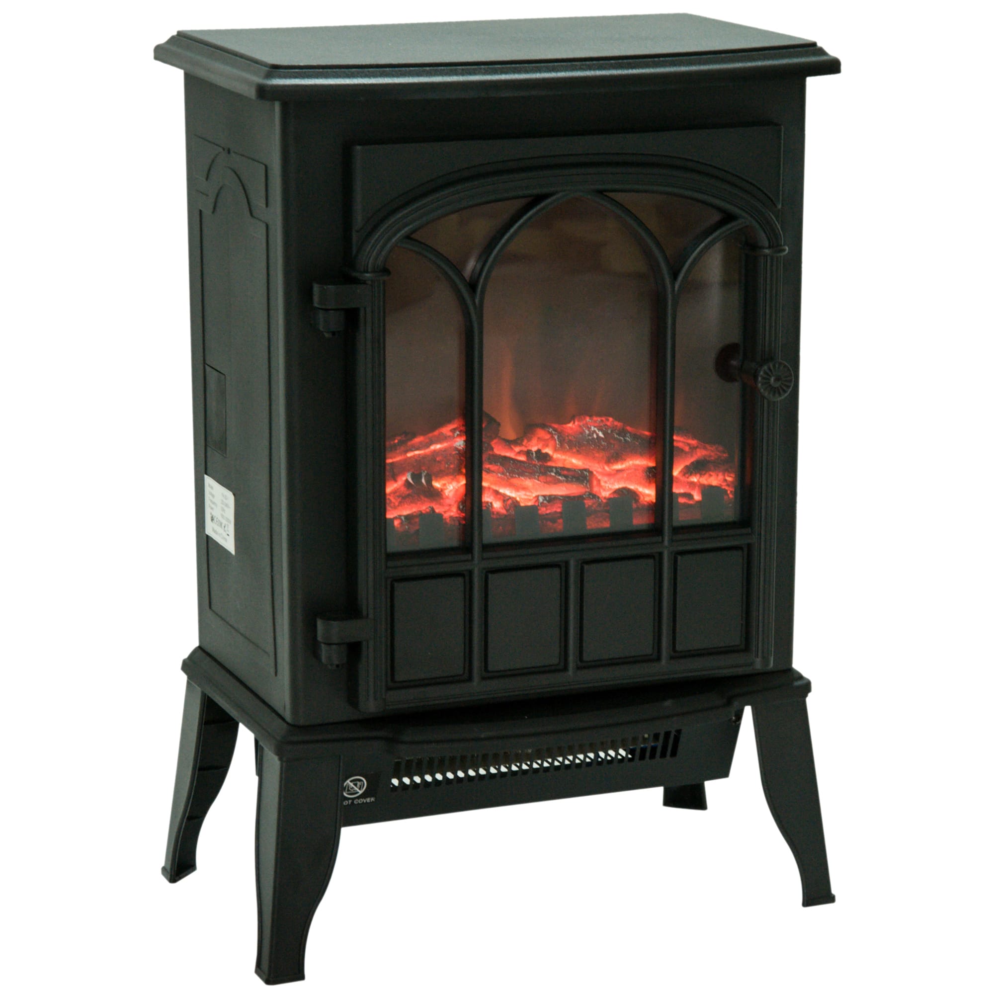 Homcom Cheminée électrique poêle Style rétro 1000-2000 W Simulation Flammes LED Porte Noir
